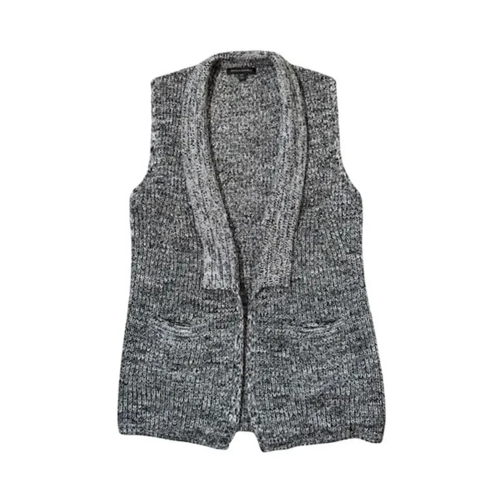 Banana Republic Womens Sleeveless Cardigan Sweater Open Front Knit Black Size XS
